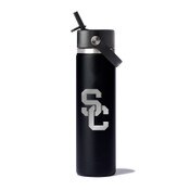 USC Trojans Black SC Interlock Hydro Flask 24oz Wide Mouth Straw Lid